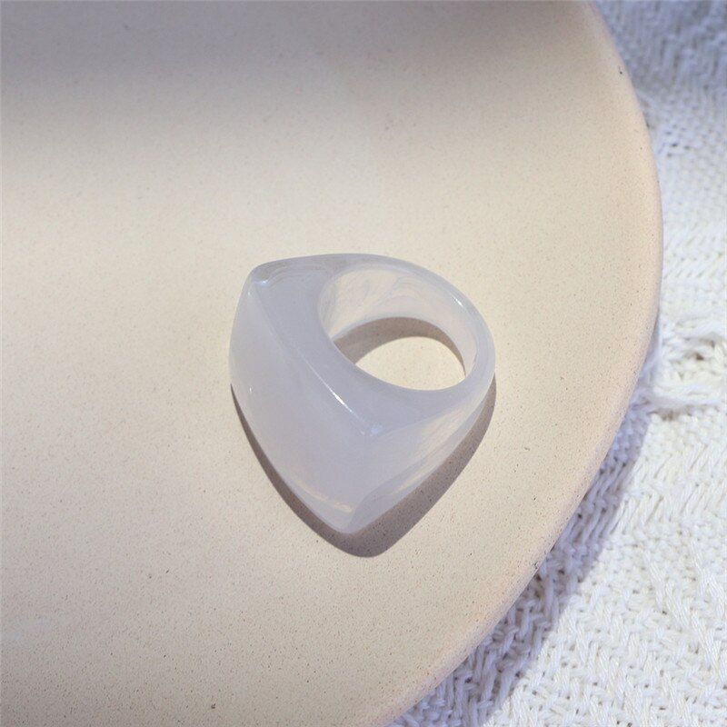 AOMU 2020 New Transparent Acrylic Resin Rings Geometric Round Ball Glass Rings for Women Girls Slight Ring Jewelry Gifts