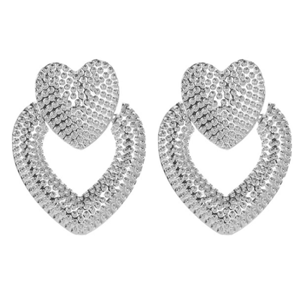 Personality Love Frosted Earrings Metal Retro Hollow Double Peach Heart-Shaped Earrings Female Jewelry,galactic-Color