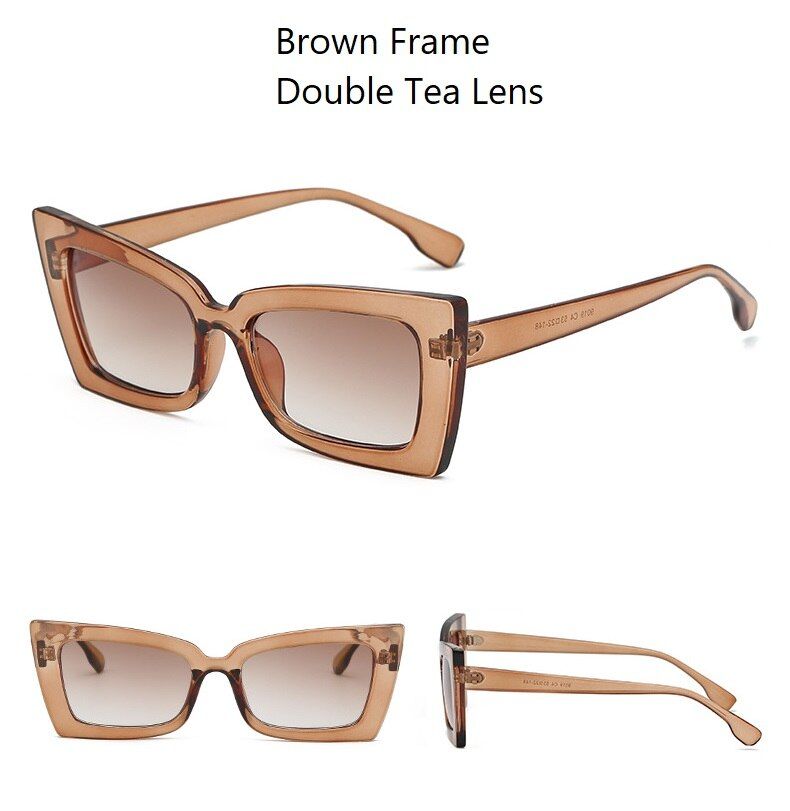 Brown Double Tea10221 Ins Stylish Butterfly Shaped Sunglasses Women 2020 Brand Design Luxury Ladies Shades Vintage Sun Glasses Female UV Protect