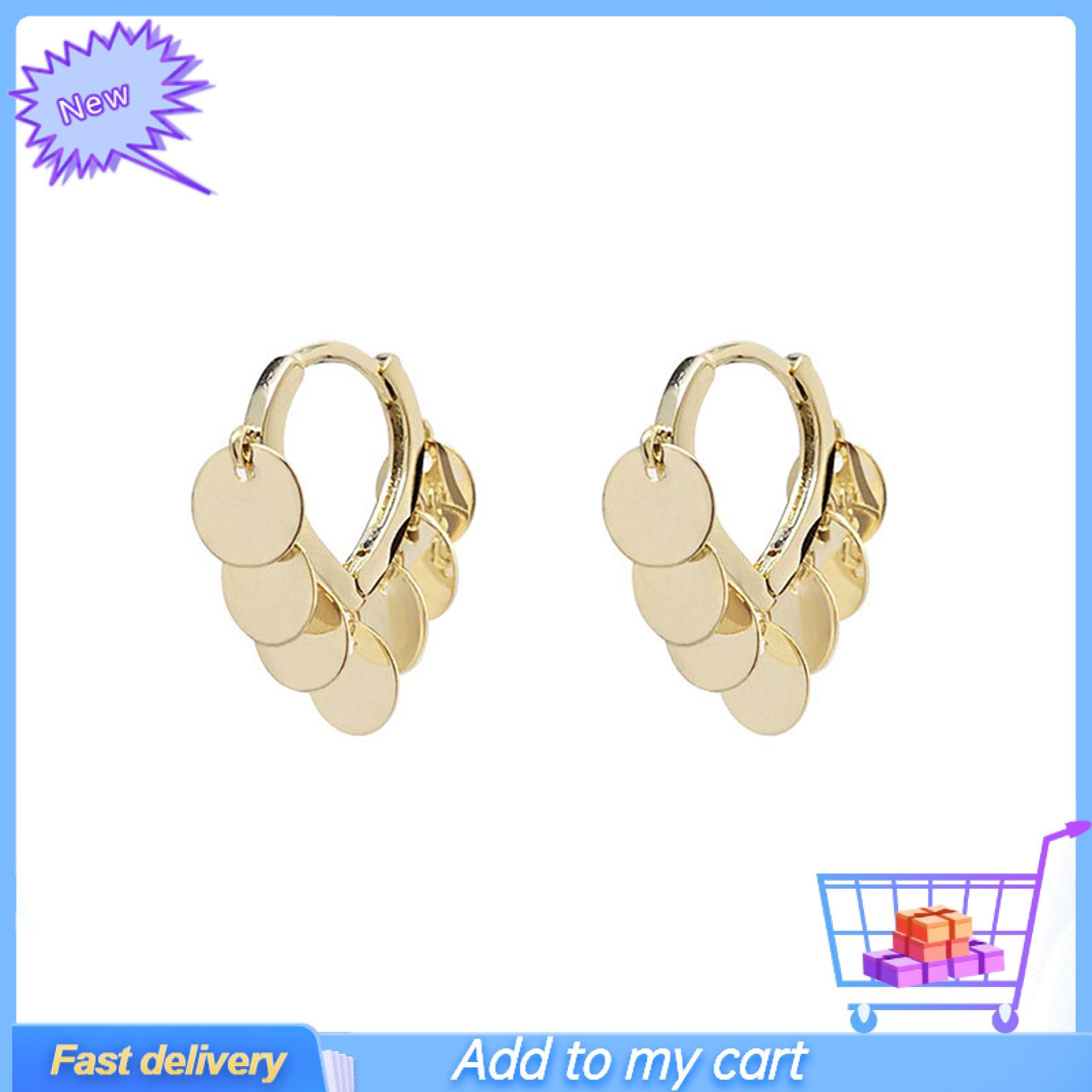 Women Earrings Trendy Punk Alloy Golden Simple  Hoop Earrings for Wedding