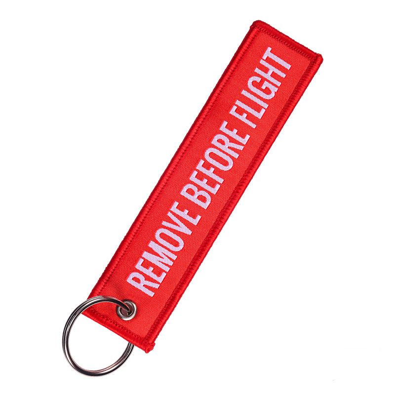 Key Chain Remove Before Flight  Keychain Keyring Polyester Embroidery Message 13*3CM