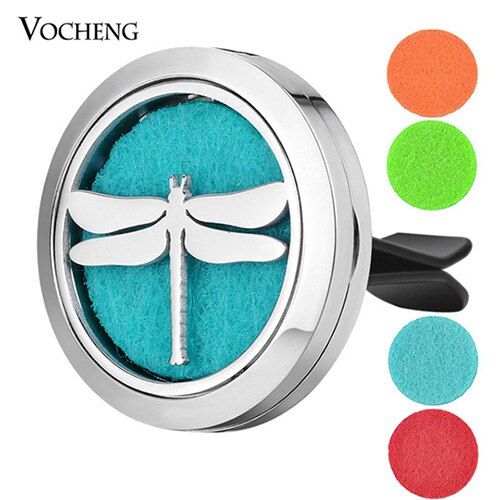 Car Aromatherapy Locket Diffuser Vent Clip 316L Stainless Steel Magnetic Flower Pendant Random Send 5pcs Felt Pad as Gift VA-315