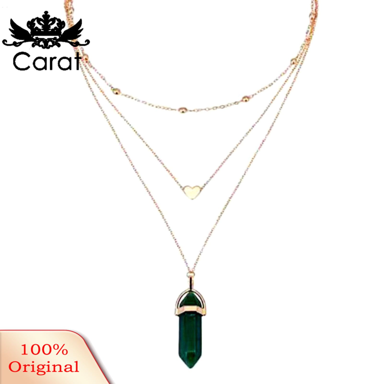 Necklace Hexagonal Rhomboid Faux Crystal 3 Layers Women Heart Beads All Match Choker for Wedding
