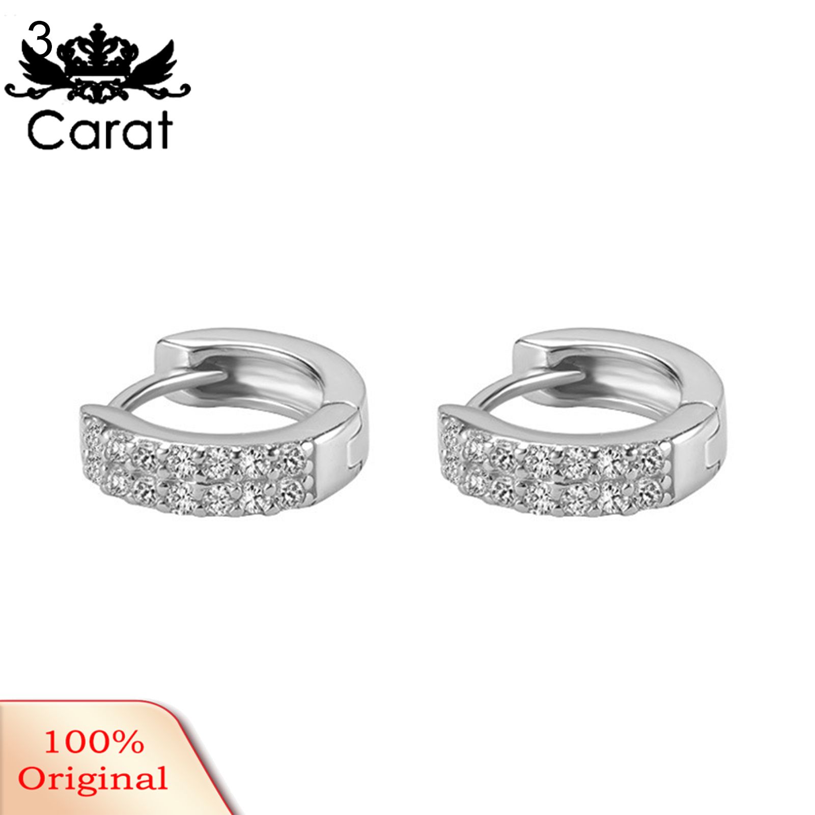 Carat 1 Pair Copper Hoop Earring Geometric Cubic Zirconia Circle Braid Hoop Stud Earring for Daily Life