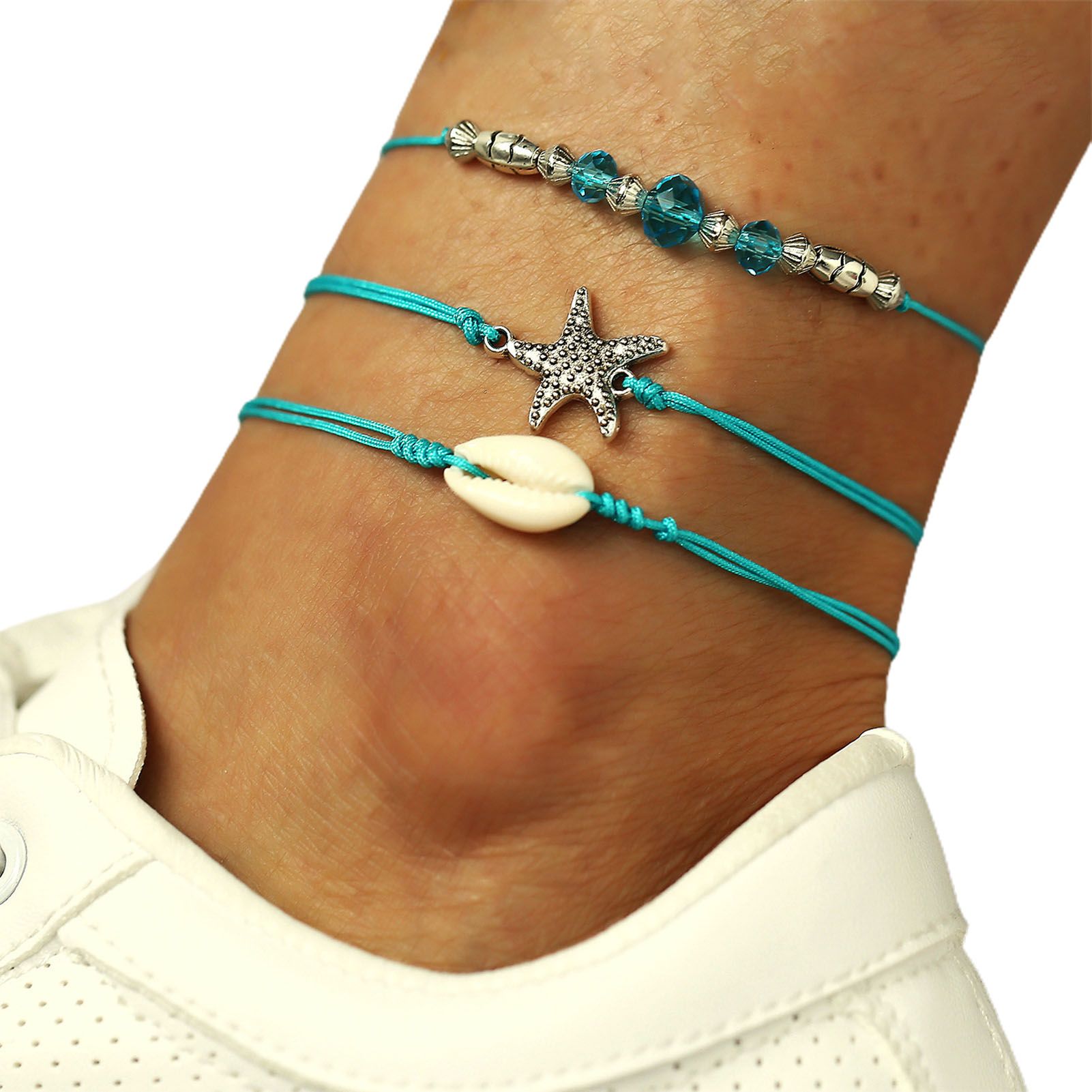 Women Anklets Starfish Beads Adjusle Foot Chains