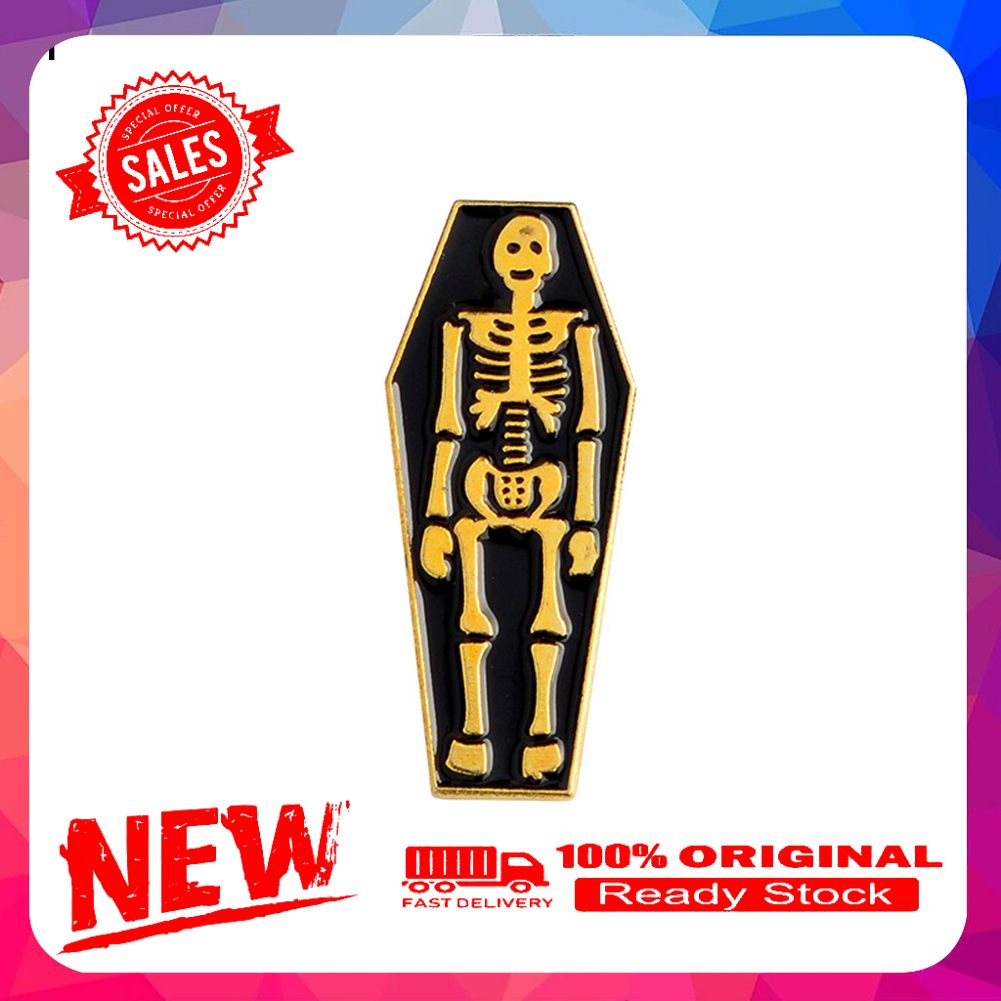Unique Tombstone Coffin Ghost Skull Heart Brooch Pin Bag Shirt Suit Accessories