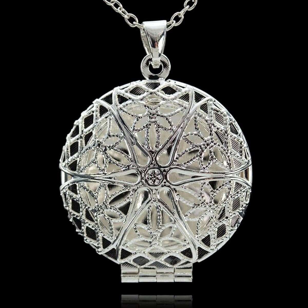Silver Plated Heart Locket Necklace Pendant For Women Charm Water Drop Shell Photo Frame Can Open Locket Necklace Valentine Gift