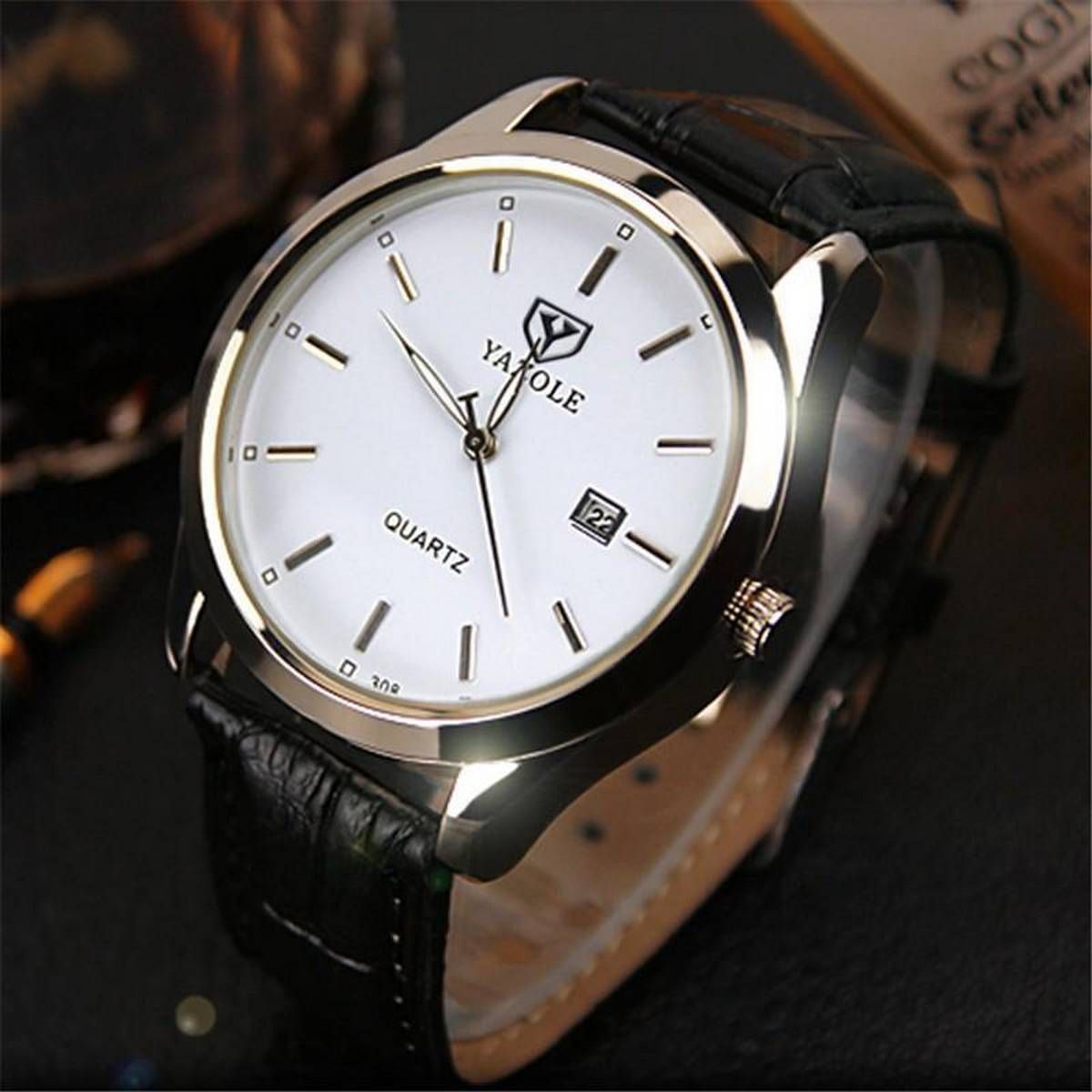 YAZOLE Fashion Men's Belt Watch Waterproof Calendar Watches Business Quartz Wristwatches