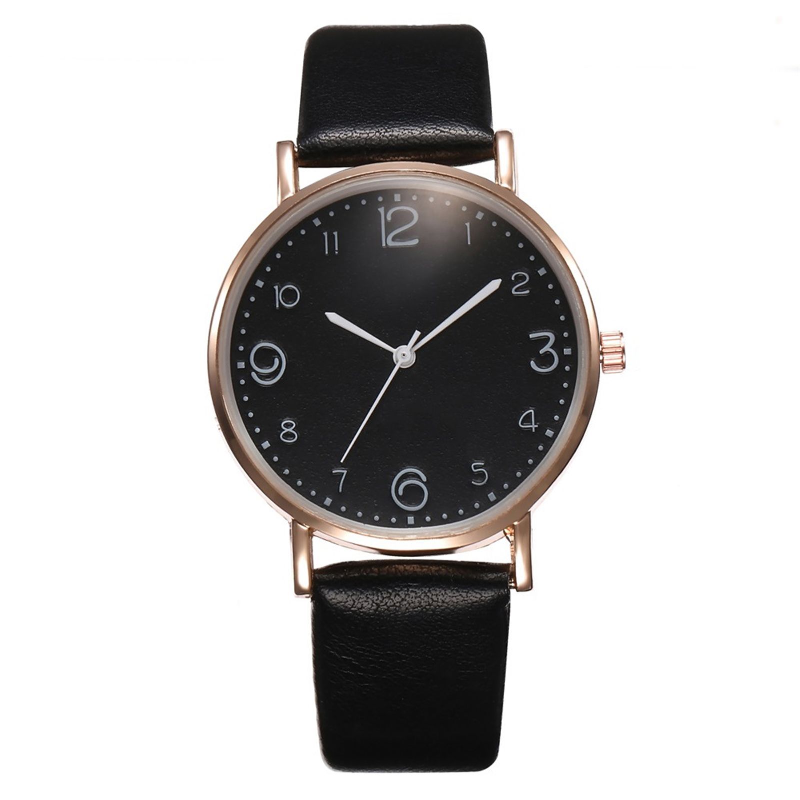 Korean Fashion Simple Casual Women Faux Leather Band Analog Quartz Wristwatch