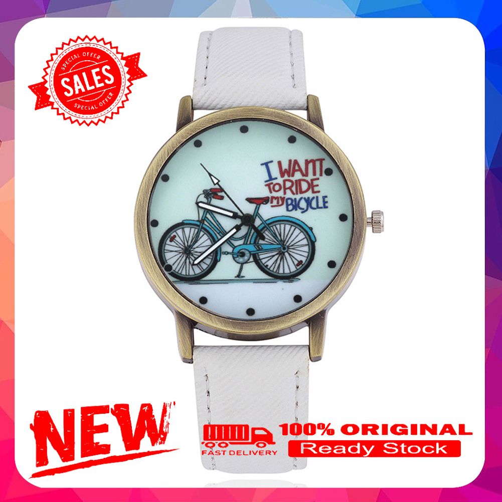Vist Fox Unisex Retro Bicycle Canvas Band No Number Round Dial Analog Quartz Wrist Watch