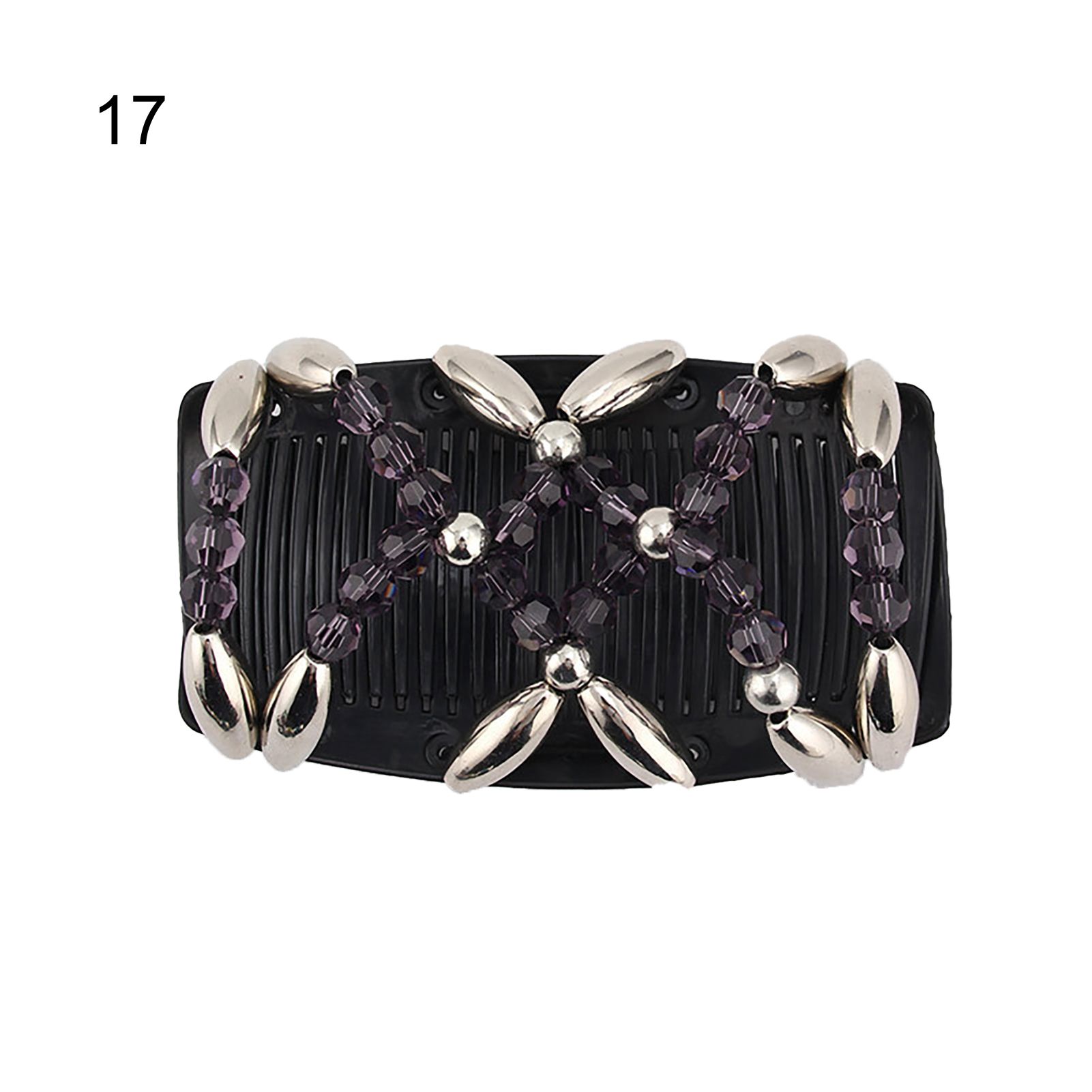Hairpin Ergonomics Double Comb Beaded Clip Elastic Hairpin Claw