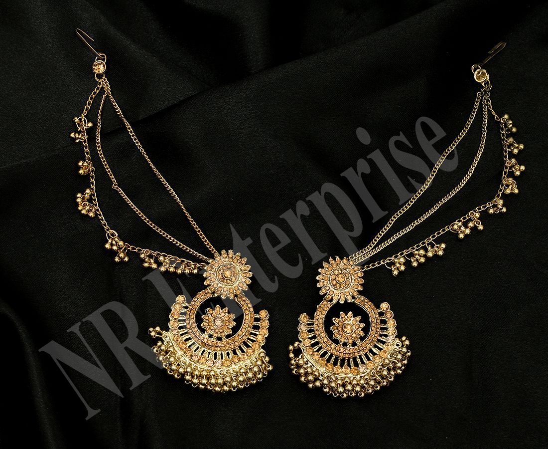 Bahubali Jhumka Earring With Ear Chain For Women