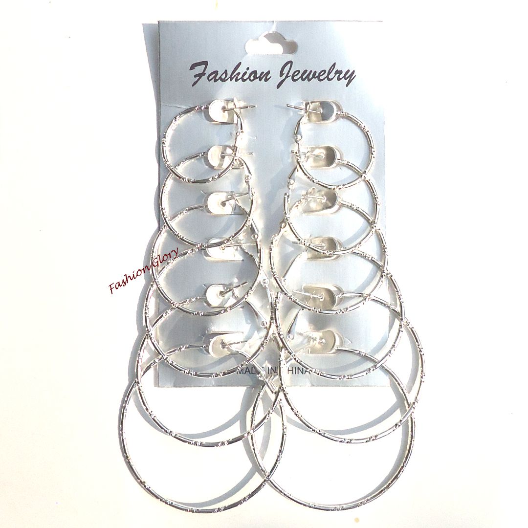 Earring Jewelry Fashion Metal Vintage Big Circle Earrings Party Ear 6 Pair/Set.