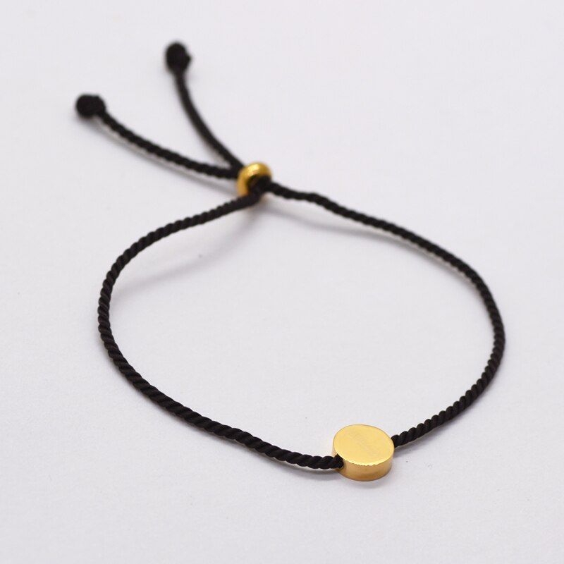 Wild & Free Simple Stainless Steel Charm Pendant Bracelet Geometric Couple Bracelets Rope Adjustable Bracelet For Women Men Gift