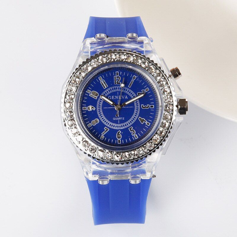 Flash Luminous Clock Led Personality Trend Students Lovers Jellies Women Men Boy White Watches Light Wrist Watch Silicone Strap