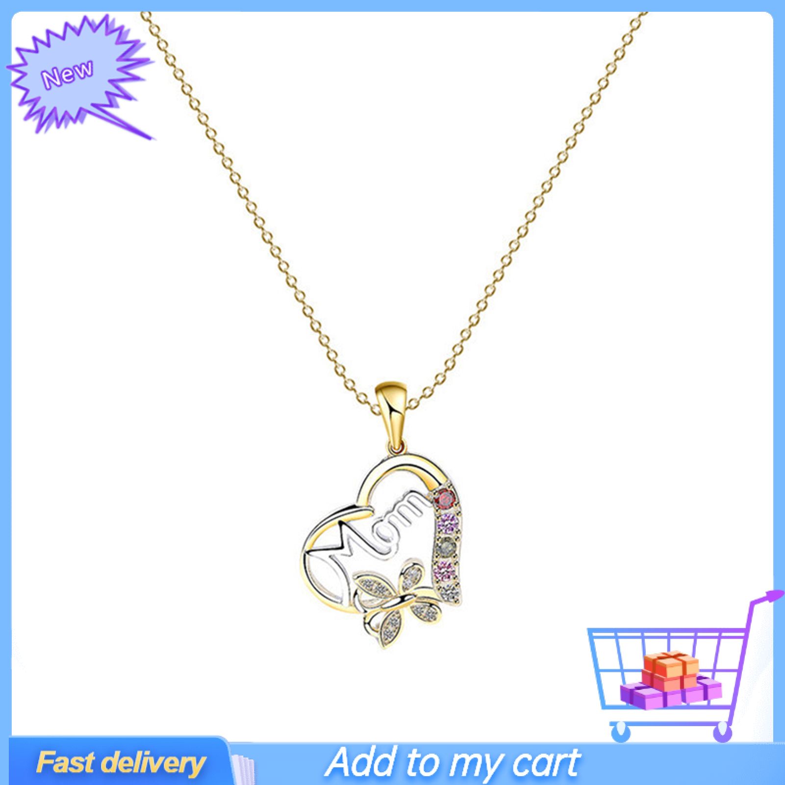 Mother Necklace Rhinestone Emerald Luxury Smooth Meaningful Lady Pendant for Mother's Day