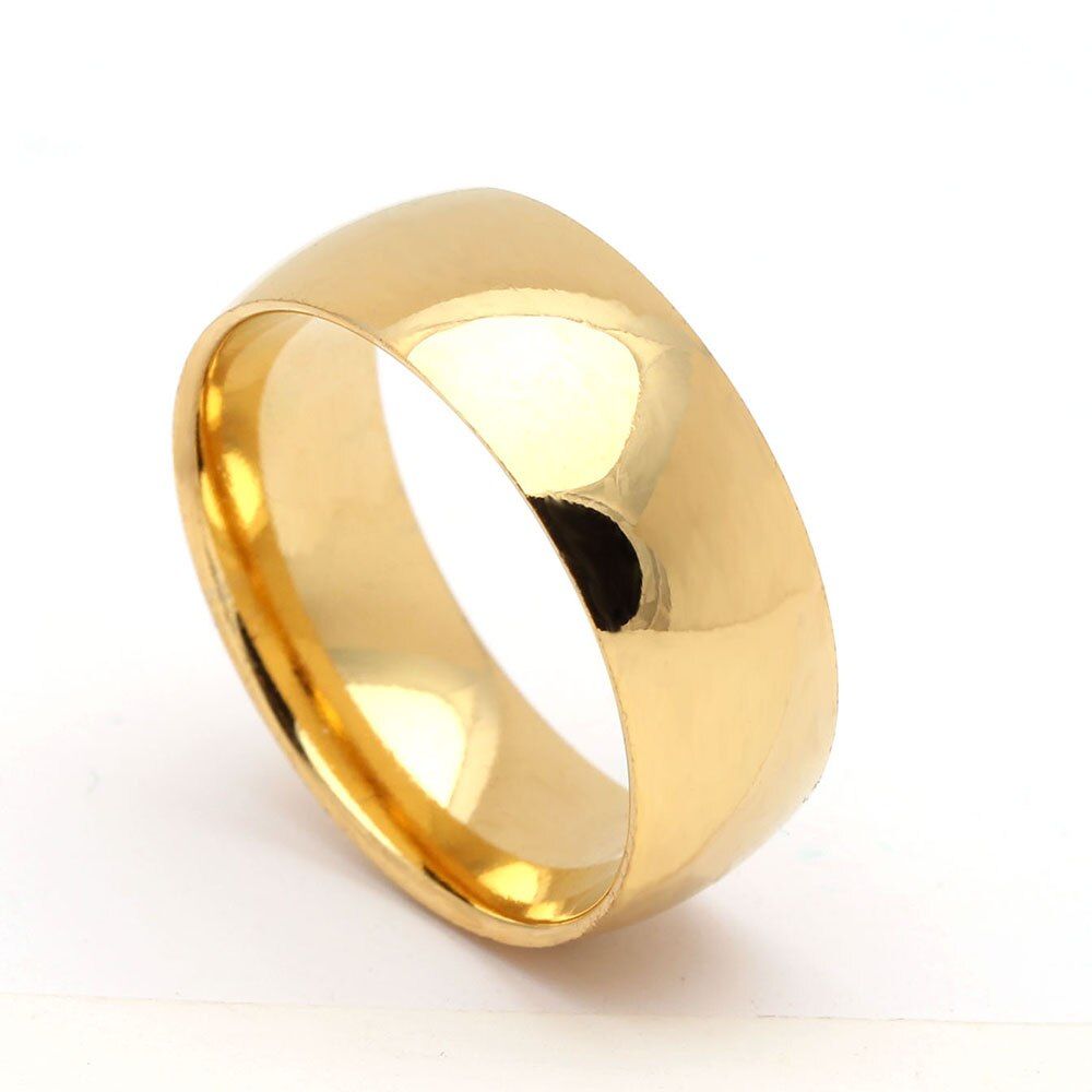 8mm gold color Smooth 316L Stainless Steel wedding engagement rings for women Titanium Finger Rings Female 2017
