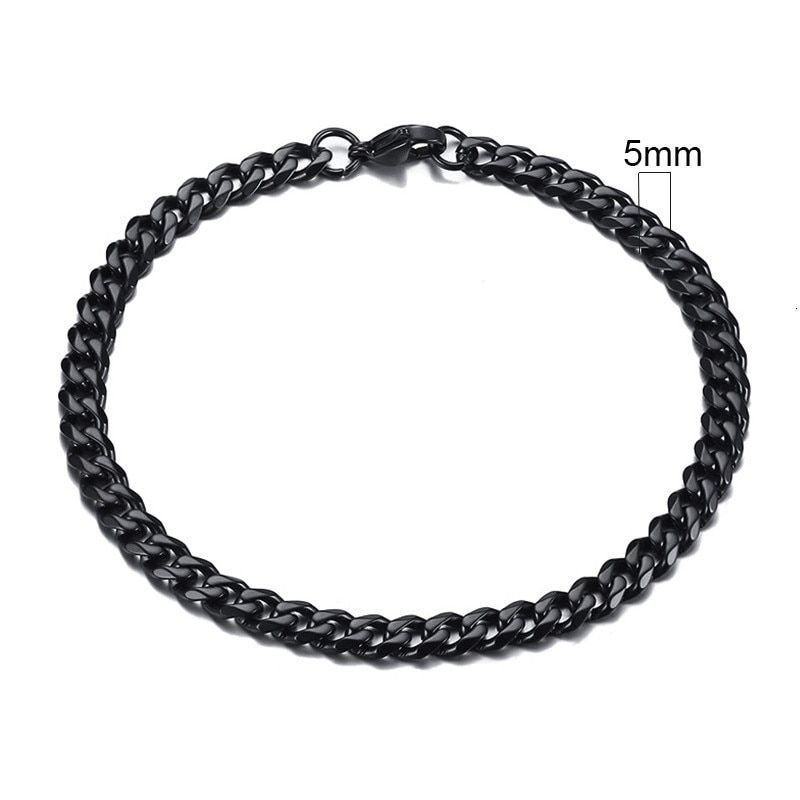 Yobest Punk Vintage Curb Chain Bracelet Fashion Black Gold Silver Color Stainless Steel Bangles Bracelet for Men Woman