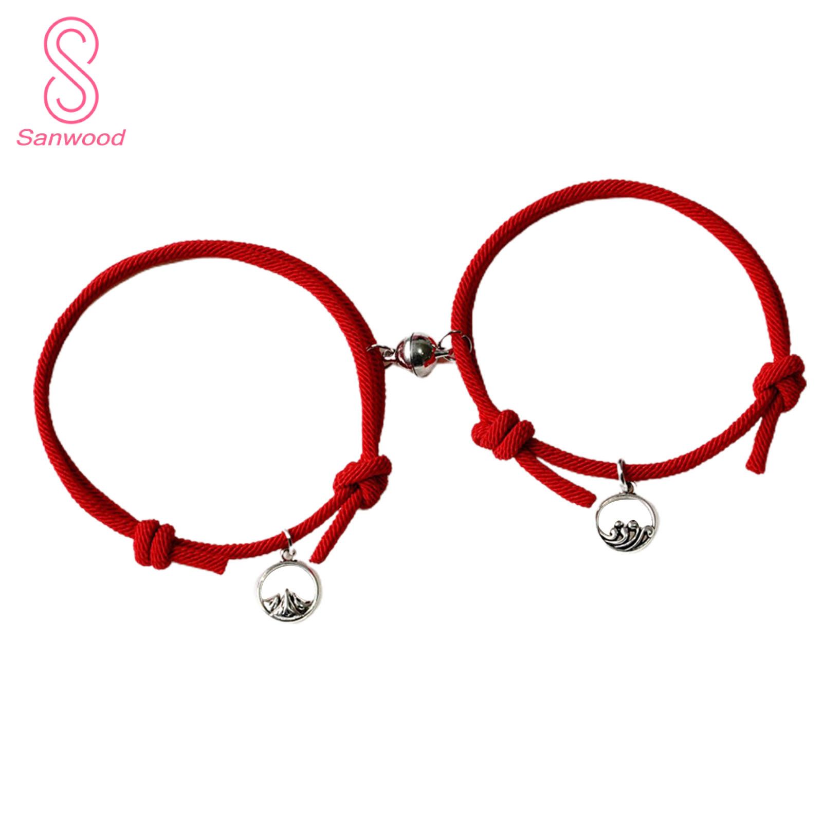 2Pcs Adjustable All-match Magnet Couple Braided Bracelet Fashion Jewelry