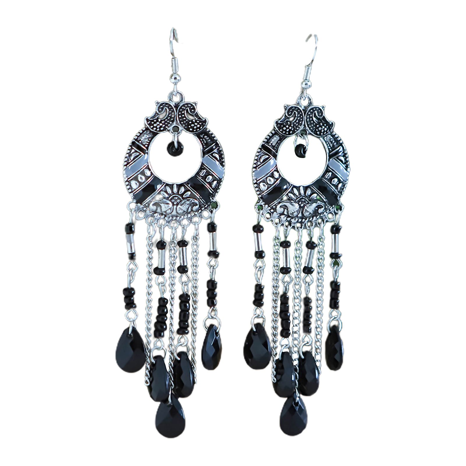 Hook Earrings Exquisite Bohemian Hollow Tassel Hook Earrings