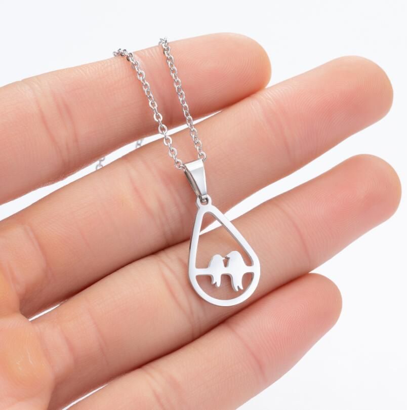 Cute Stainless Steel Animal Necklace Dog Fashion Origami Cat Lion Bird Fox Charms Necklace Jewelry Wholesale