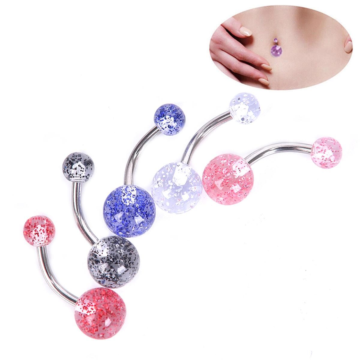 8PCS/Set Colorful Glitters Navel Belly Button Ring Barbell Piercing Body Jewelry