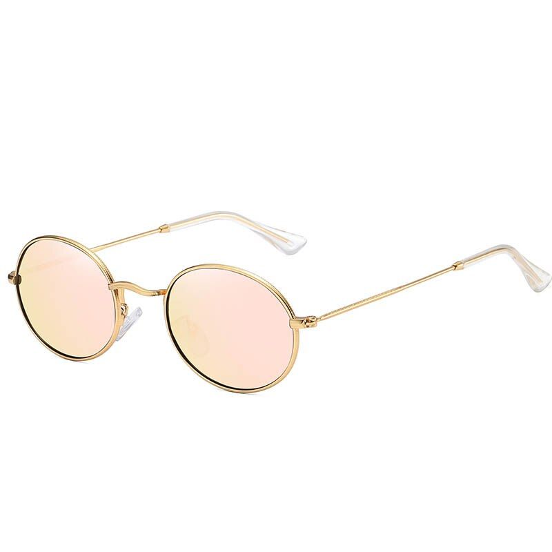 PinkGogeline Retro oval Polarized Sunglasses for Women Men Small Round UV400 Mirror Lens Metal Frame Sun Glasses Female Male