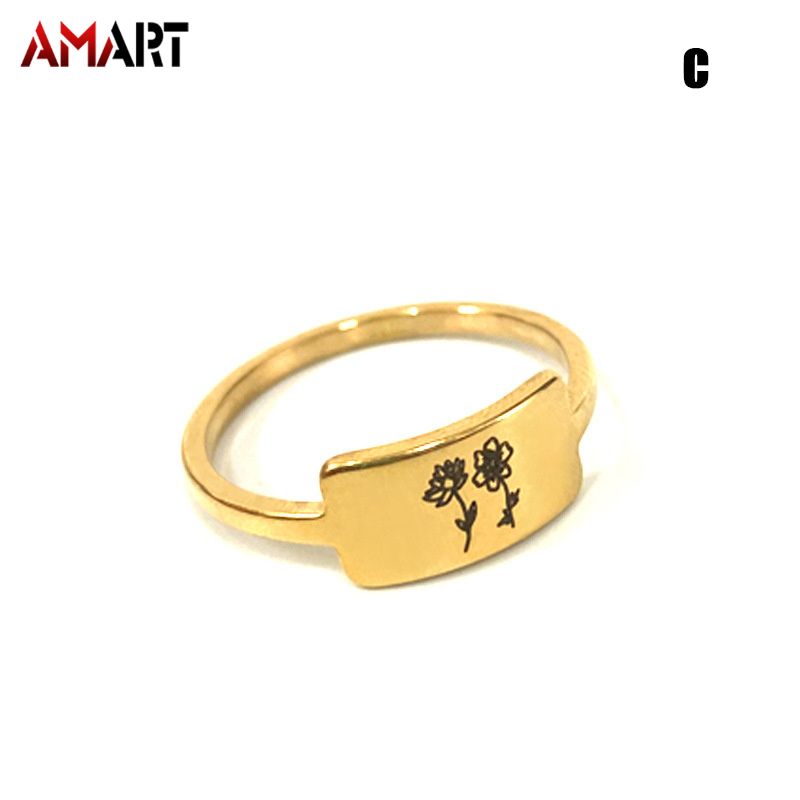 Mom\'s Gift Personalized Rings Family\'s Birth Flower Ring Simple Elegant Jewelry Gift
