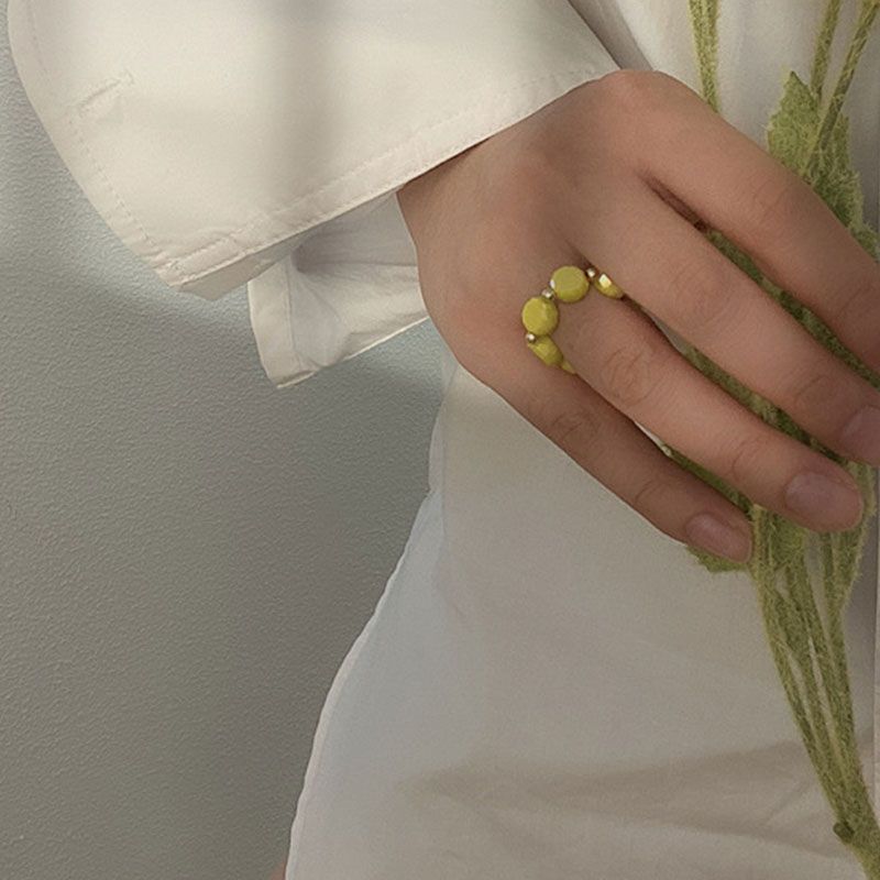 HangZhi 2020  Retro Simple Handmade Adjustable Geometric Round Shell Love Ring For Women Girls Party Summer Hot Jewelry Gift