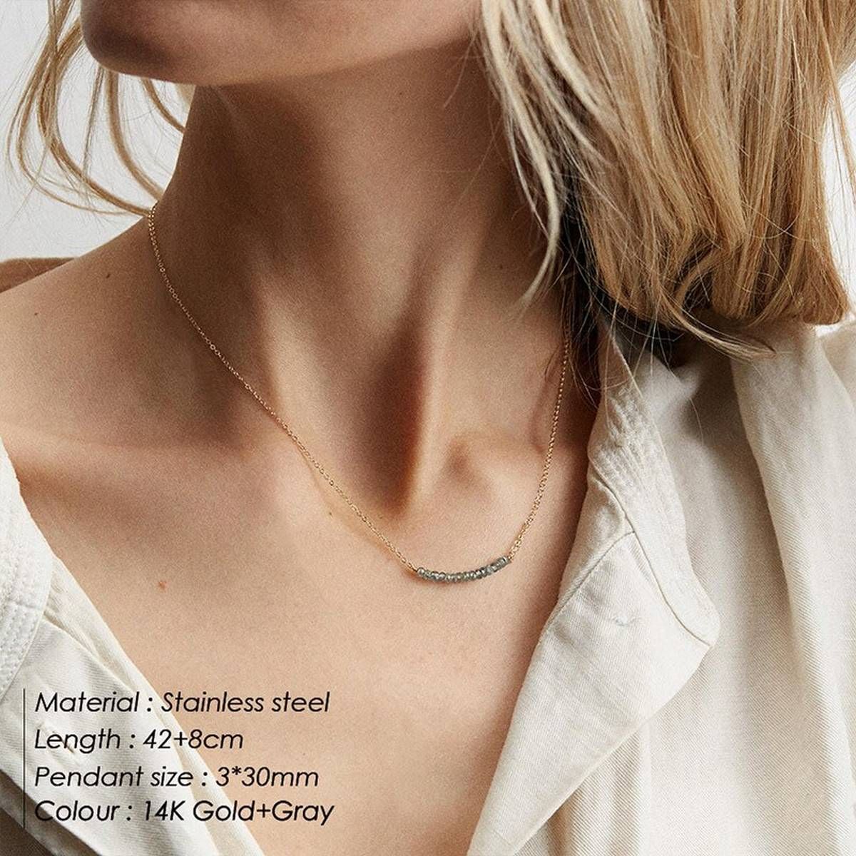 e-Manco Multi color crystal pendant choker necklace women gold color stainless steek necklace layered necklace