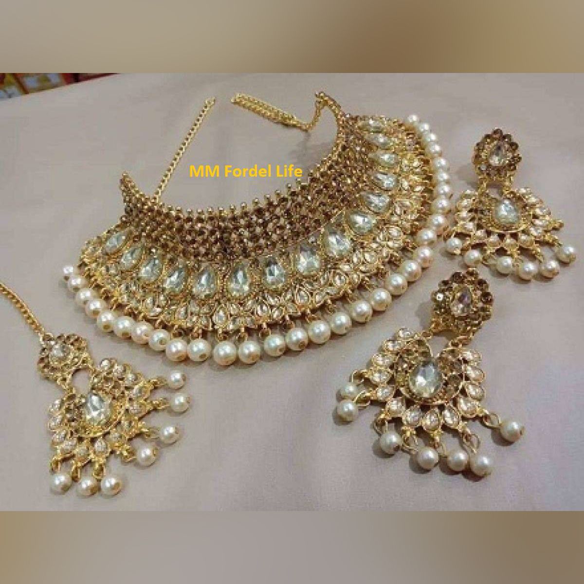 Jewellery Set 3 Part-Necklace, Earrings & Tikli