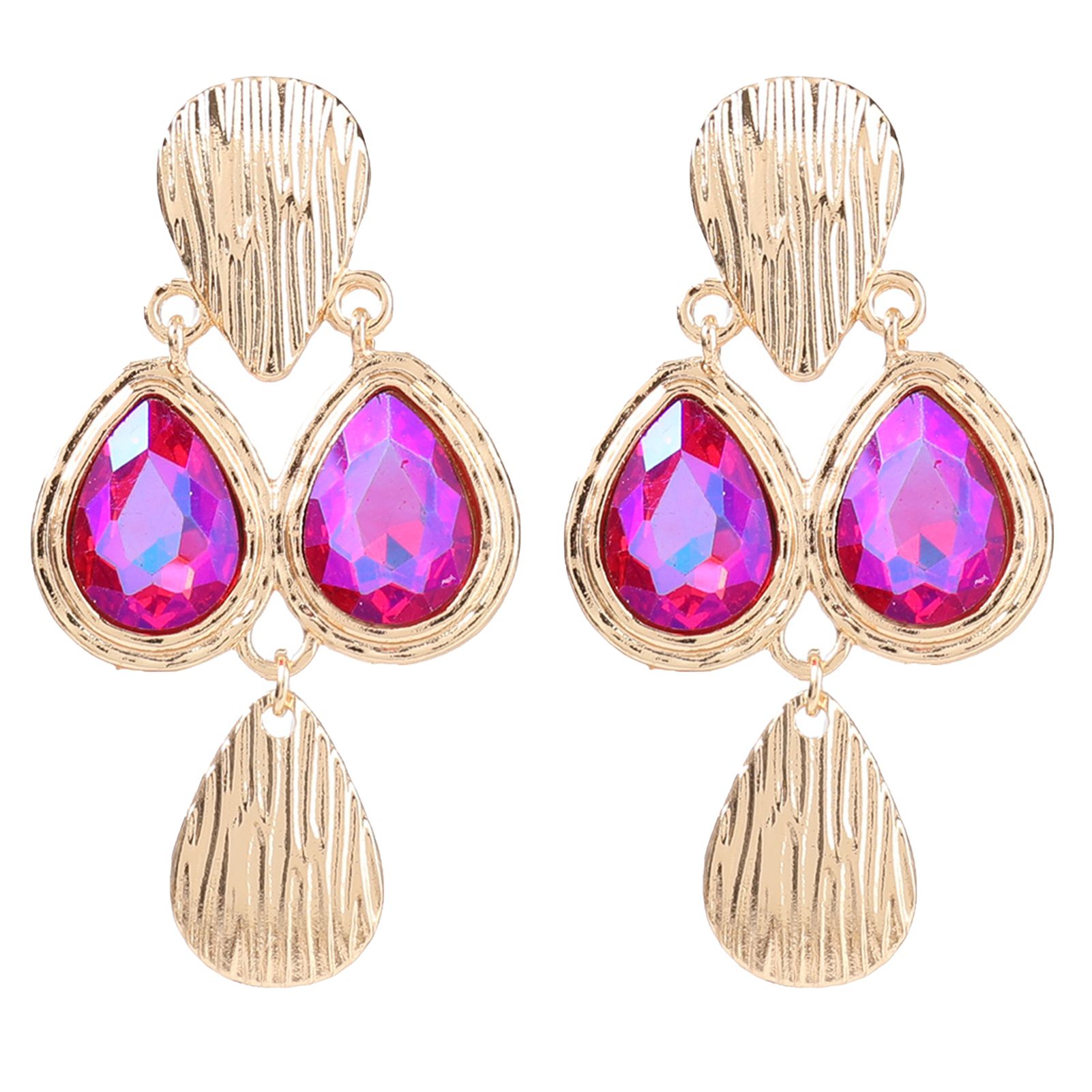 1 Pair Women Colorful Rhinestone Multilayer Teardrop Dangle Earring Jewelry Accessories
