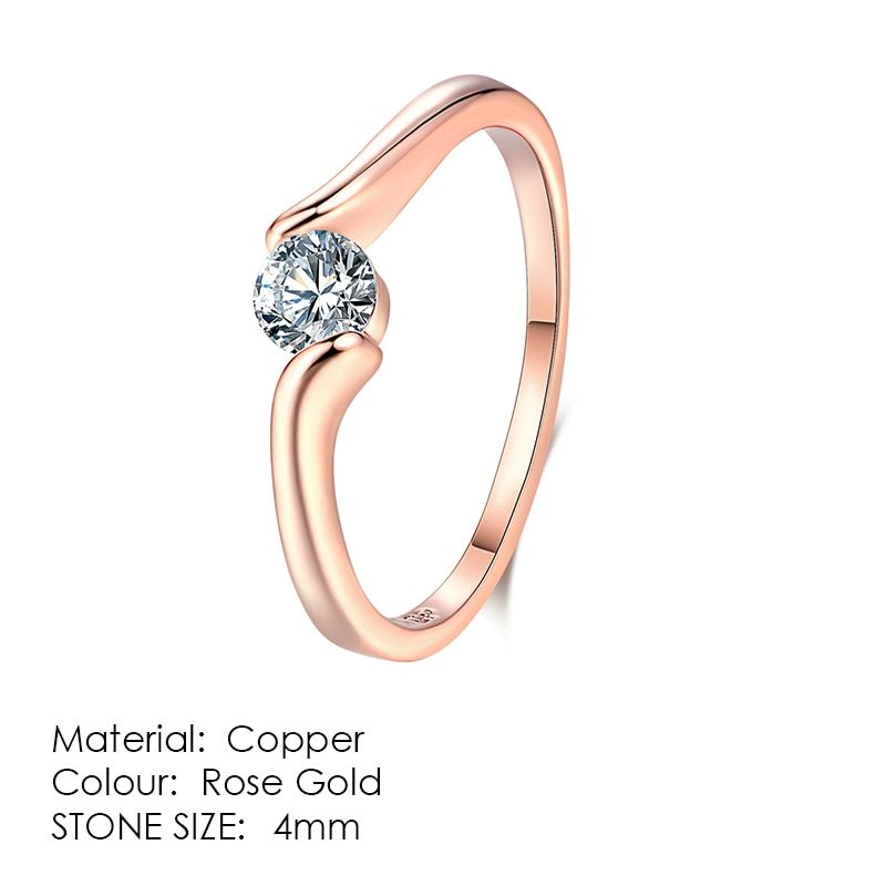 Austrian Cubic Zirconia Engagement/Wedding Finger Rings for women Rose Gold Color Fashion Brand Jewelry for women DWR239(null)