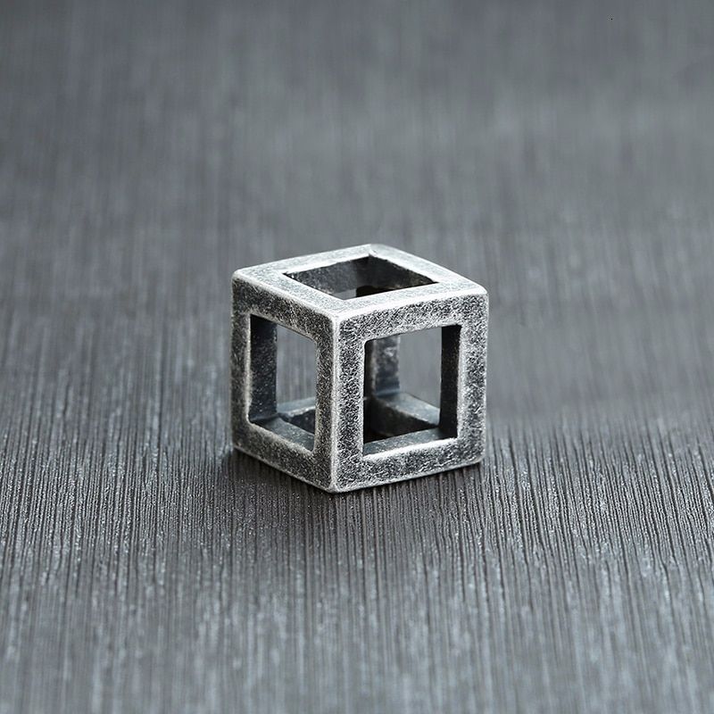 Vnox Retro Hollow Cube Pendant for Men Stainless Steel Square Vintage Necklace Punk Geometric Collier 24" Chain