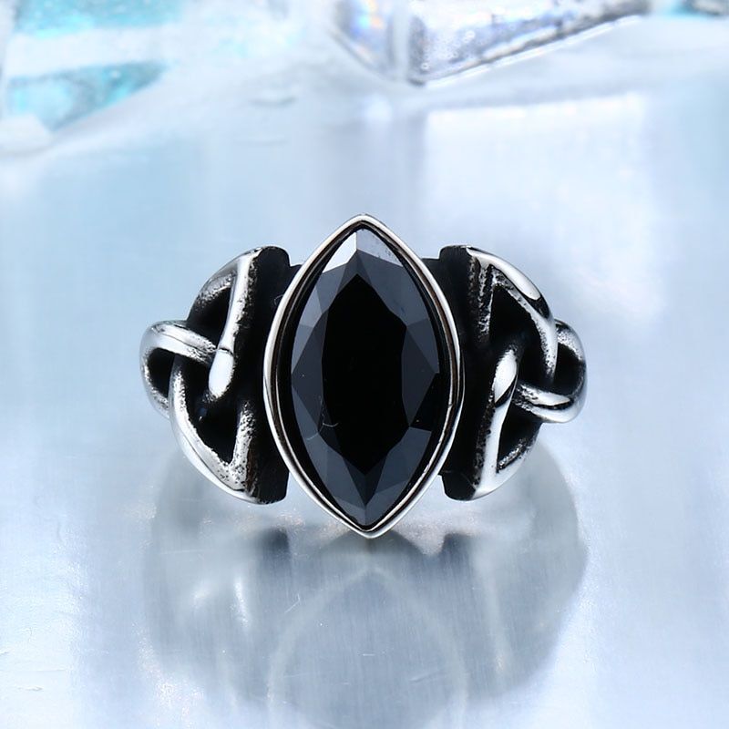 BEIER  Cool Blue/Red/Black Zircon Northern Europe Viking Stainless Steel Ring Vintage Retro geometry Jewelry For Man BR8-269