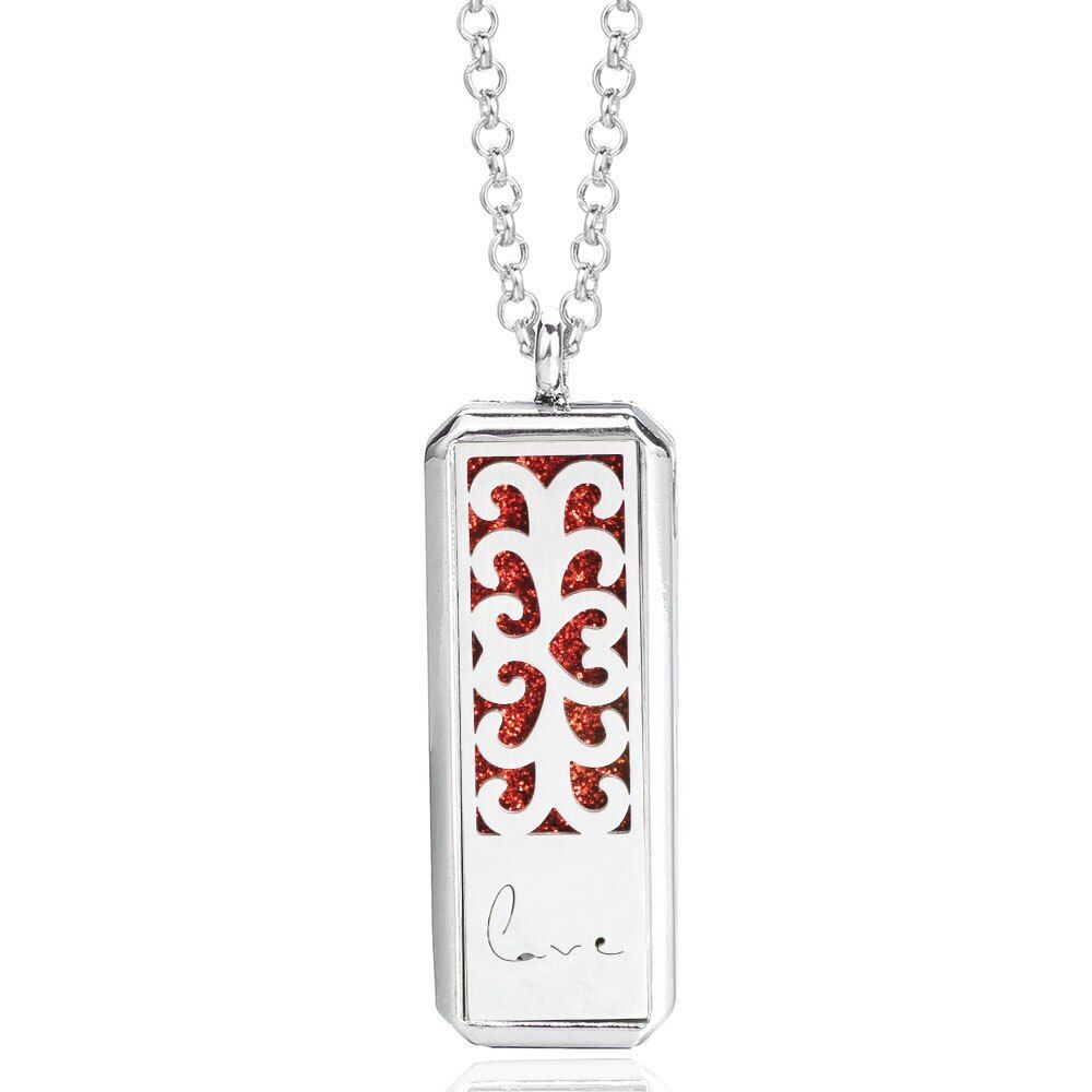 New Square Aroma Locket Necklace Magnetic Stainless Steel Aromatherapy Essential Oil Diffuser Perfume Locket Pendant Jewelry