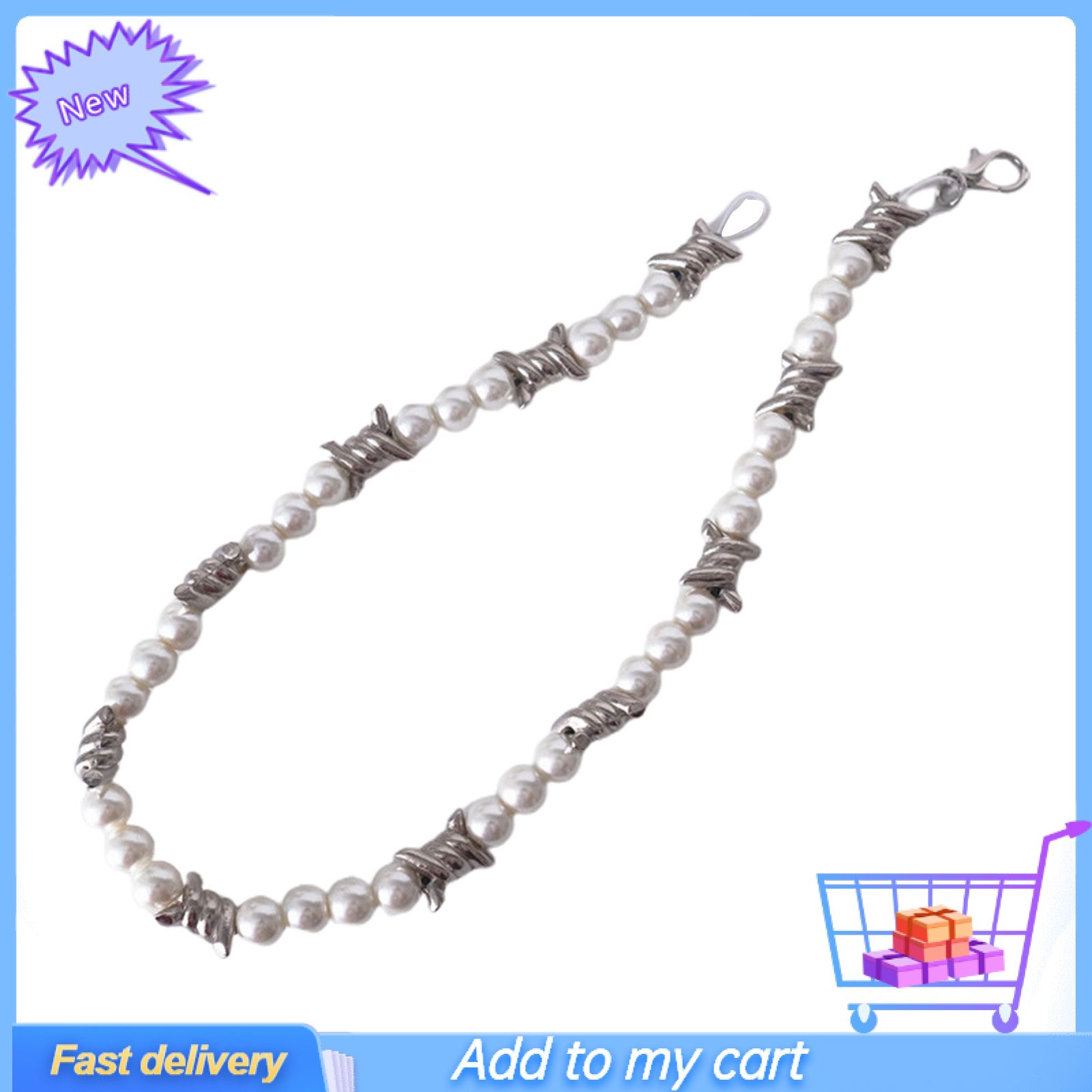 Couple Necklace Eye-catching Anti-fade Alloy Shiny Imitation Pearl Stylish Necklace for Women