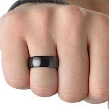 Black High Polished Men Finger Ring Made in Germany