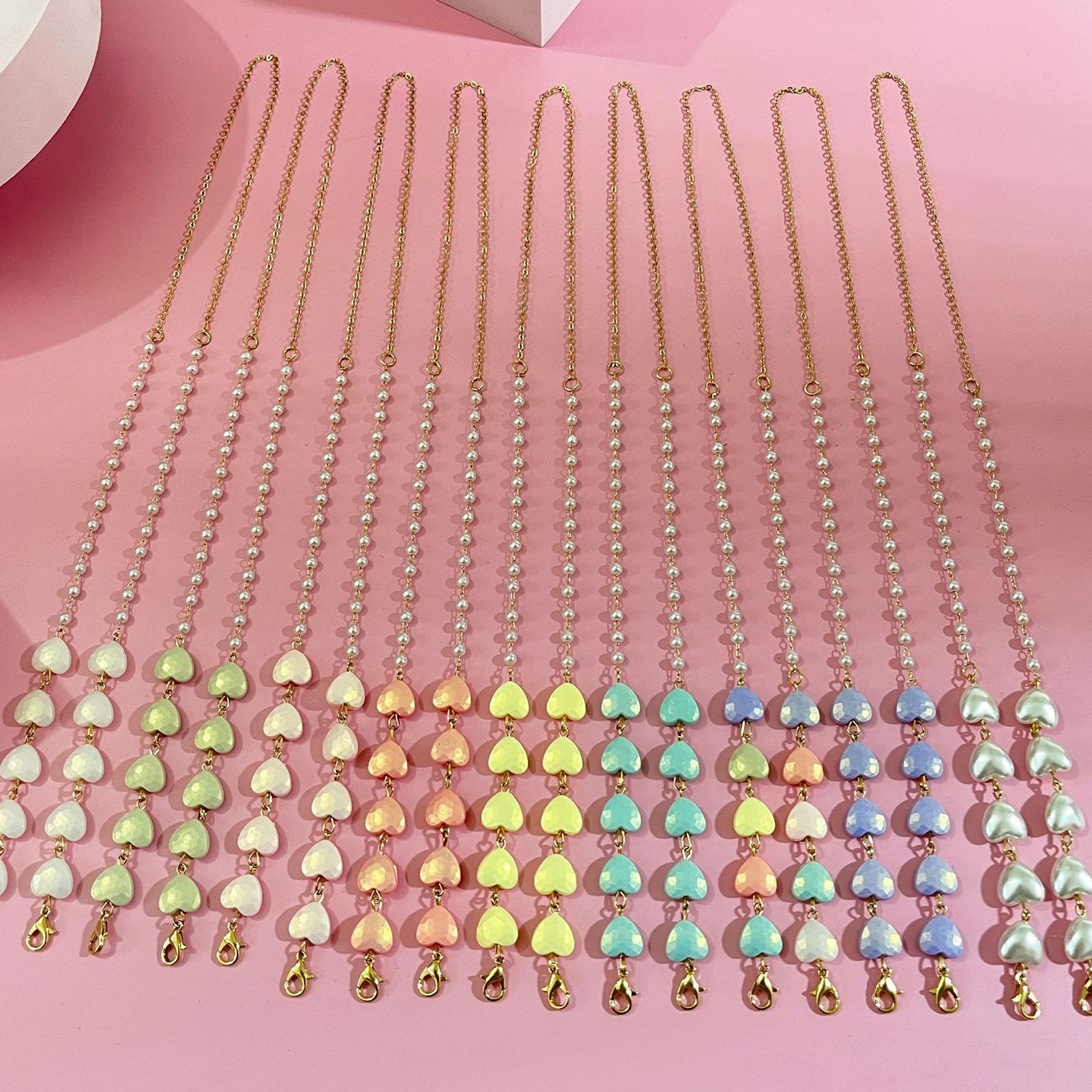 Sunglasses Chain All-Match Glasses Beaded Chain Eyewear Love Heart Lanyard