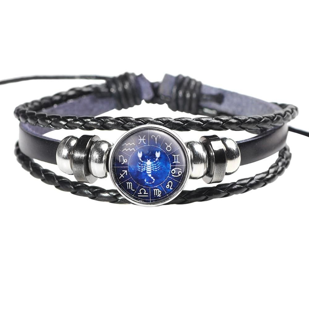 European style bracelet  Fashion Men Women Constellation Zodiac Sign Bracelets Punk Woven