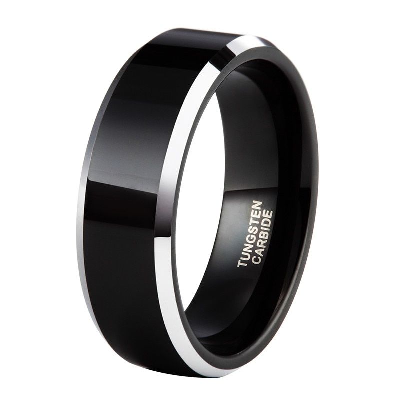 Somen 6mm 8mm Black Tungsten Carbide Ring Polished Flat For Men Wedding Band Engagement Rings Mens Jewelry anillo hombre