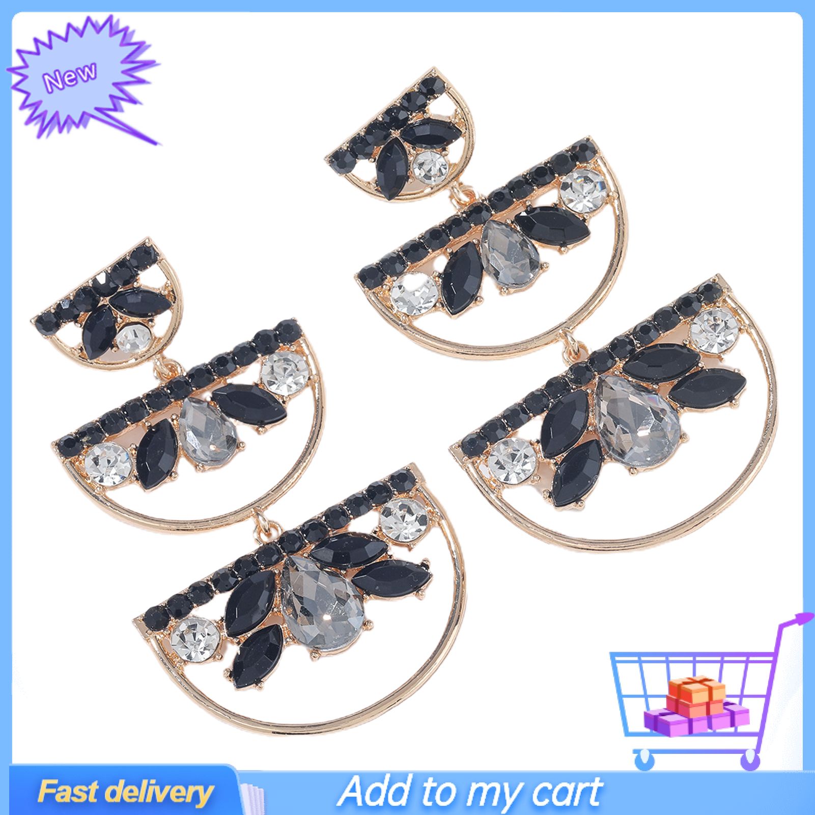 Earrings Colorful Geometric Alloy Semicircle Long Dangle Earrings for Women