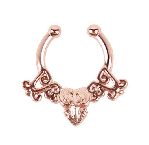 Luxury 1Pcs Stainless Steel Septum Clicker CZ Crystal Nose Rings For Women