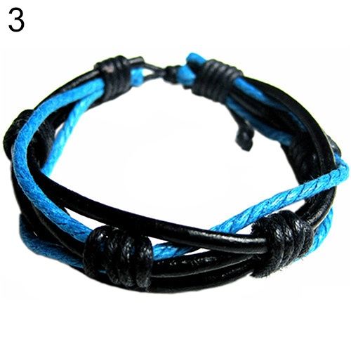Men's Women's Braided Tribal Multilayer Bangle Faux Leather Cuff Bracelet Gift