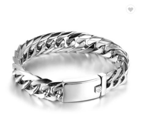 MECYLIFE Fashion Link Chain Stainless Steel Men Silver Bracelet