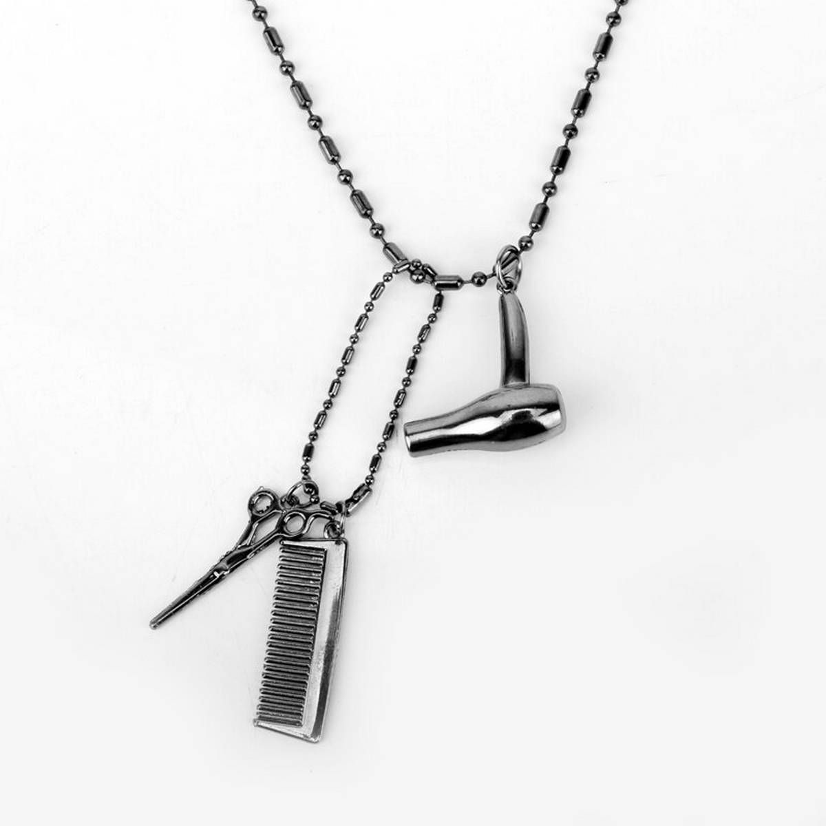 Beads Chain Collier Cosmetologist Friends Gift Hair Dresser 3 color Necklace Hair Dryer/Scissor/Comb Charm Pendant Necklace