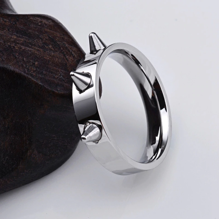 Stainless Steel Spike Rings for Men Boy Punk Self style Defense Ring
