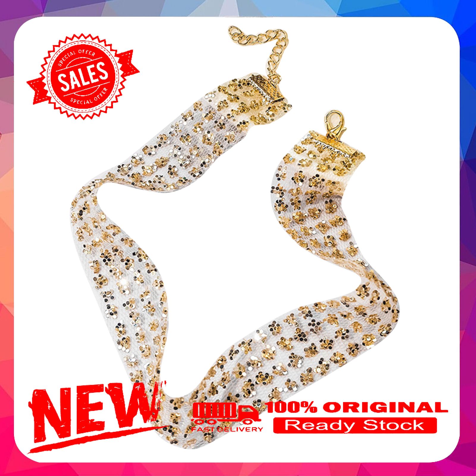 Fashion Women Shiny Paillette Decor Necklace Party Club Jewelry Chocker Gift