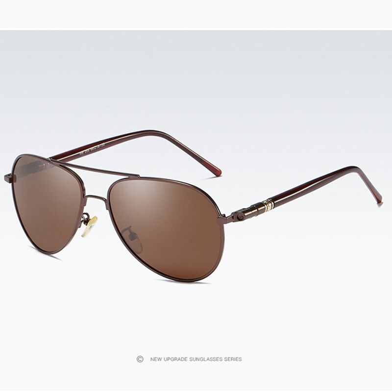 BrownBRAND DESIGN Pilot Polarized Sunglasses for Men Vintage Classic Metal Frame Mens Driving Sunglasses Brown Male gafas de sol