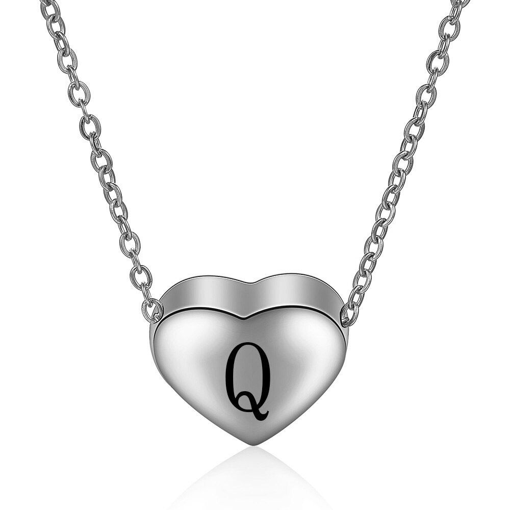 316L Stainless Steel 26 Letters Initial Necklace heart Alphabet Disc Pendant Long Chain Necklace for Women girls